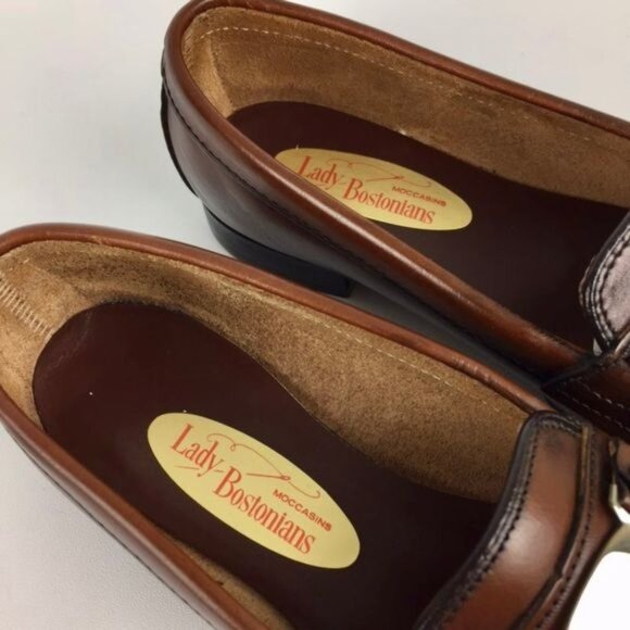 Vintage Lady Bostonian Womens Brown Leather Loafers Silver Buckle Detail size 6 - Picture 11 of 16